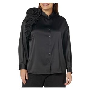 The Drop Women's Black Corsage Blouse by